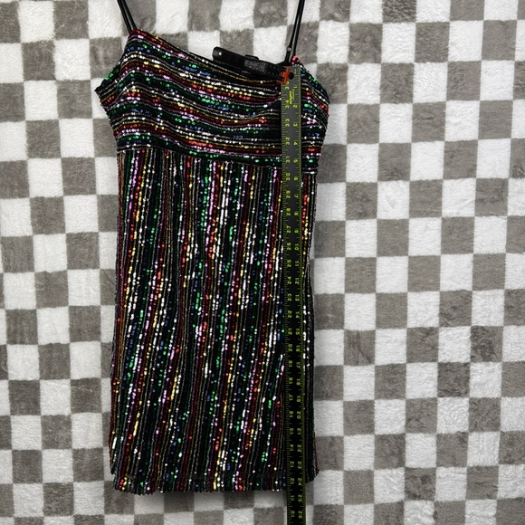 Rainbow sequin dress formal cocktail dress Three pink hearts m adjustable strap - Picture 12 of 13